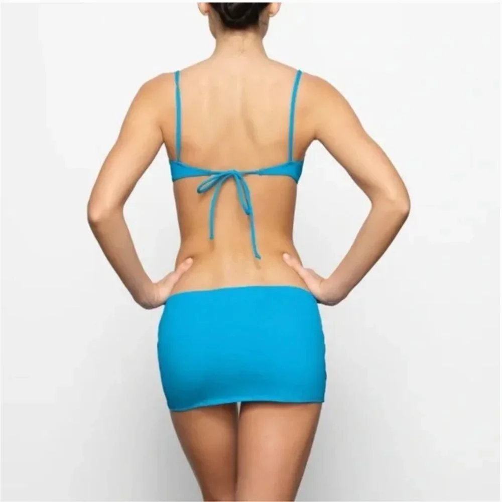Skims Swim Micro Mini Skirt in Turquoise NWT Size Large